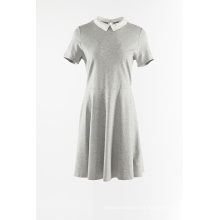 Grey Knitted Dress With Peter Pan Collar